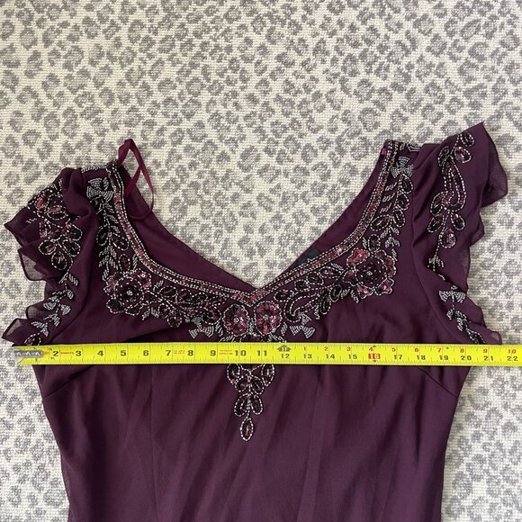 J Kara Flutter Sleeve Hanky Hem Short Cocktail Beaded Dress NWT Sz18 - Picture 9 of 12